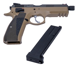 Пистолет KJW CZ SP-01 Shadow TBC, tan, greengas с кейсом (sp-01-tan)